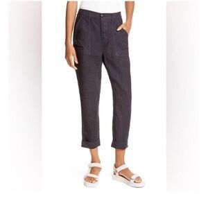 Frame Le Beau Linen‎ Pants Washed Noir Cropped Ankle Size Medium